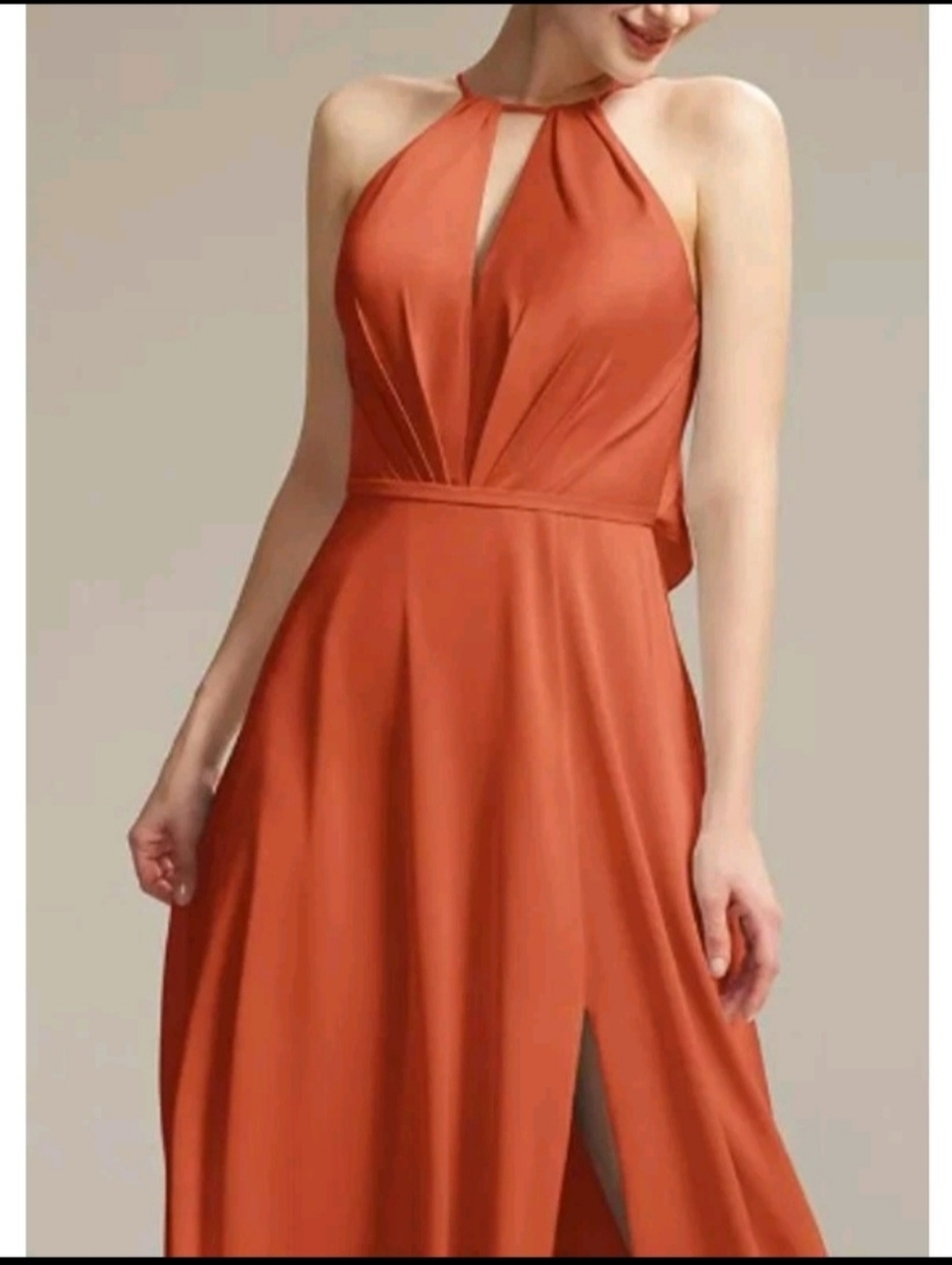 Elegant Rust Halter Evening MAXI Dress